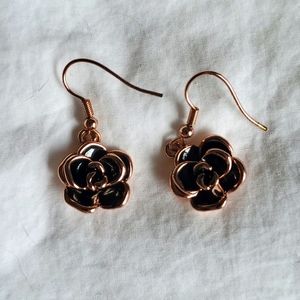 Rose gold and black rose earrings